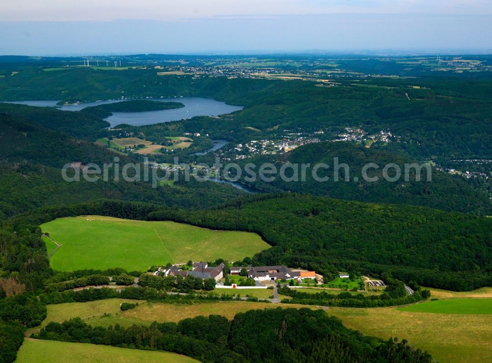 Heimbach from above - The Abbey is a monastery Mariawald of the Order of Cistercians, commonly known as Trappists, near Heimbach in the Eifel. The abbey is located in the northern Eifel above or south of the town of Heimbach in the northern part of the forest area Kermeter