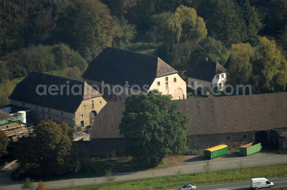 Aerial photograph Marienmünster - Blick auf die Abtei Marienmünster. Das ehemalige Benediktinerkloster liegt in Nordrhein-Westfahlen. Erbaut wurde es 1127 bis 1128 durch Graf Widekind I. von Schwalenberg. Im Jahr 1803 wurde das Kloster aufgelöst, doch seit 1965 leben dort die Passionisten. Während des 30jährigen Krieges wurde das Kloster weitgehend zerstört, doch im Jahr 1661 wieder Aufgebaut, mehrere Umbauten führten dazu, dass das Gebäude sowohl romanische, barocke als auch gotische Elemente besitzt. Seit 2006 sorgt eine Stiftung dafür, dass das Gebäude aufwendig restauriert wird. Kontakt: Stadt Marienmünster, Schulstraße 1, 37696 Marienmünster, Tel. 05276/9898-0, info@marienmuenster.de