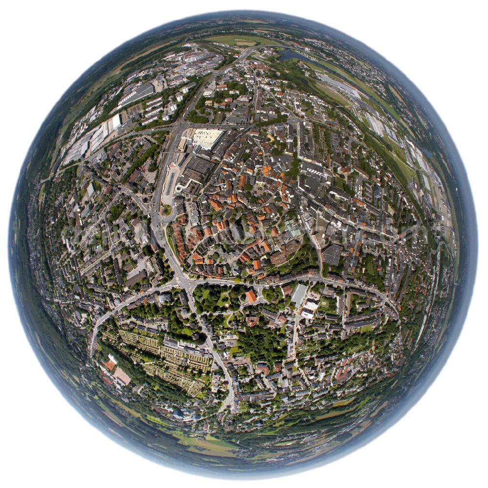 Aerial photograph HATTINGEN - Fish-eye view of the historic centre of Hattingen, a small town in the Arnsberg county in North Rhine-Westphalia