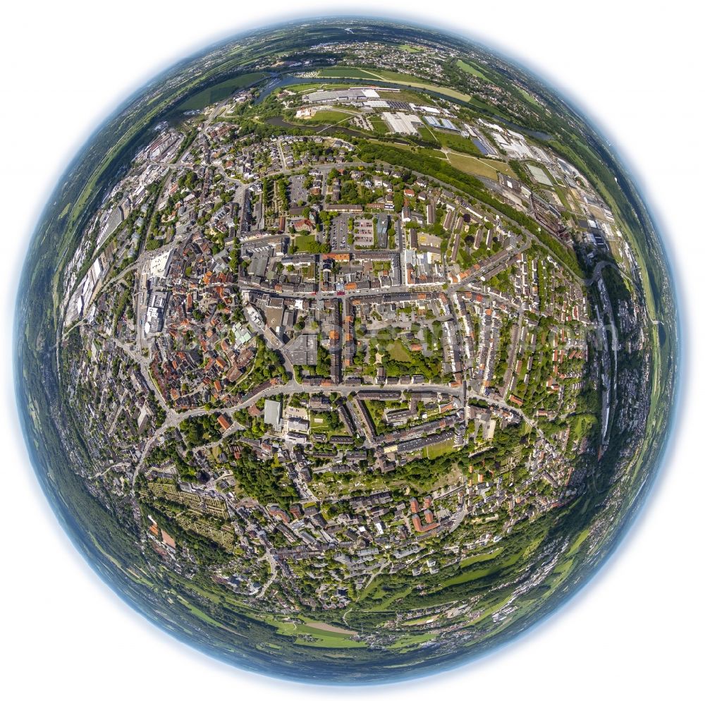 Aerial photograph Hattingen - Fish-eye view of the historic centre of Hattingen, a small town in the Arnsberg county in North Rhine-Westphalia