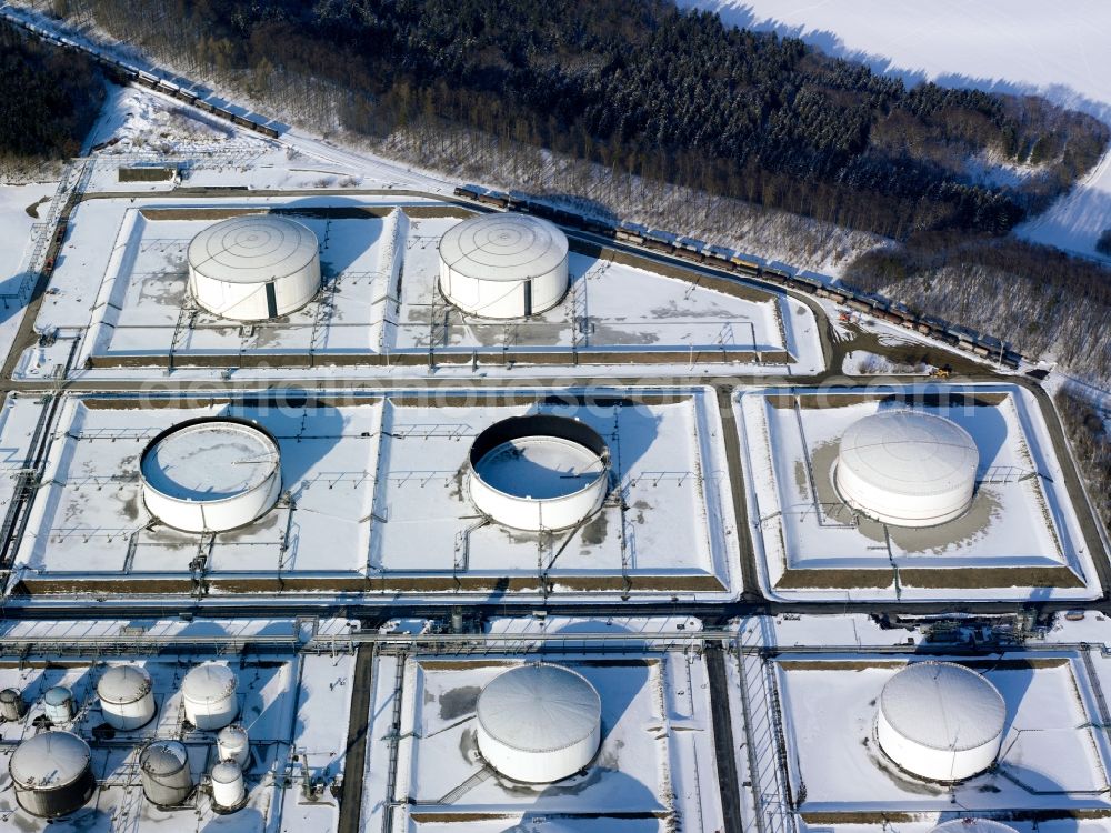 Burghausen from above - The facilities of Wacker Chemical Company in Burghausen in the district of Altötting in the state of Bavaria. The factory is one of the production sites of the multinational company. The facility's purpose is the production of polysilicon which is used in solar technology