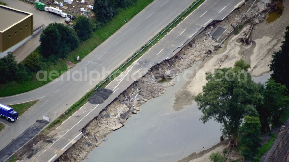 Bad Neuenahr-Ahrweiler from the bird's eye view: The federal highway 266, which was destroyed due to the flood disaster this year in the state Rhineland-Palatinate, Germany