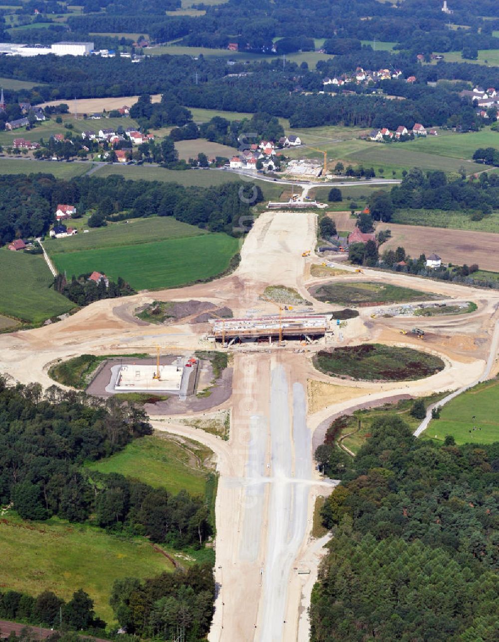 Bielefeld from above - View of the construction site of the interchange in Bielefeld, which will connect the motorway A 33 to the Ostwestfalendamm