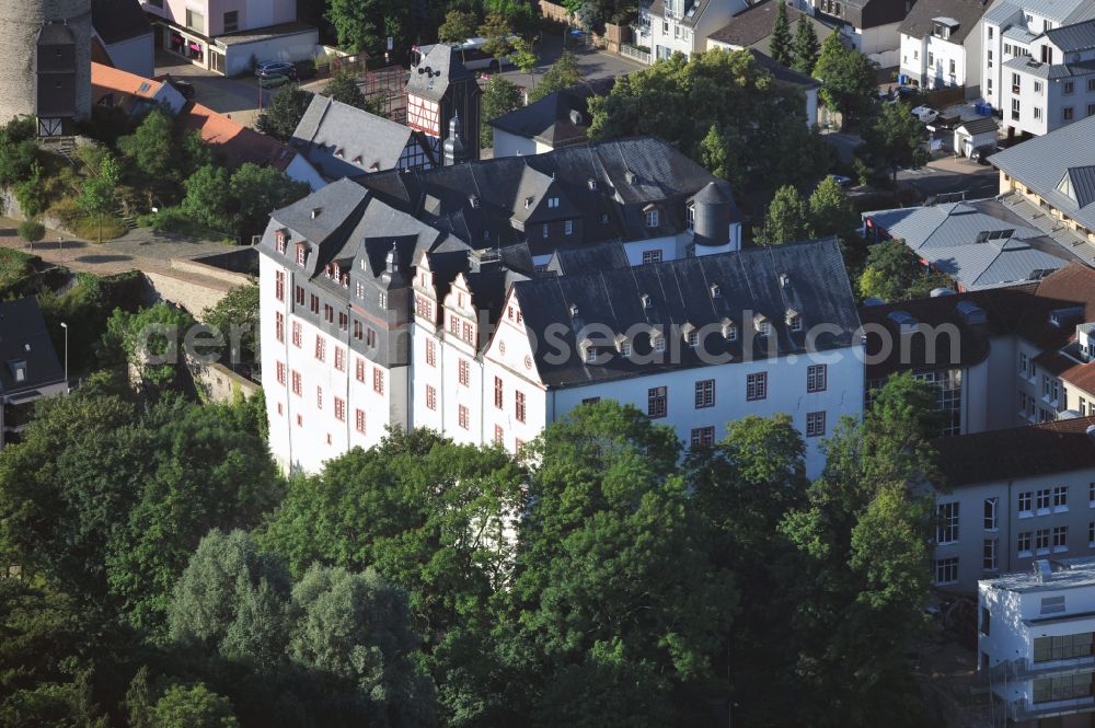 Idstein from the bird's eye view: View of the Burg Idstein in the Hessian town Idstein. These castle was the residence of Nassau-Idstein. Today it conduces as accommodation of the Pestalozzi School in Idstein