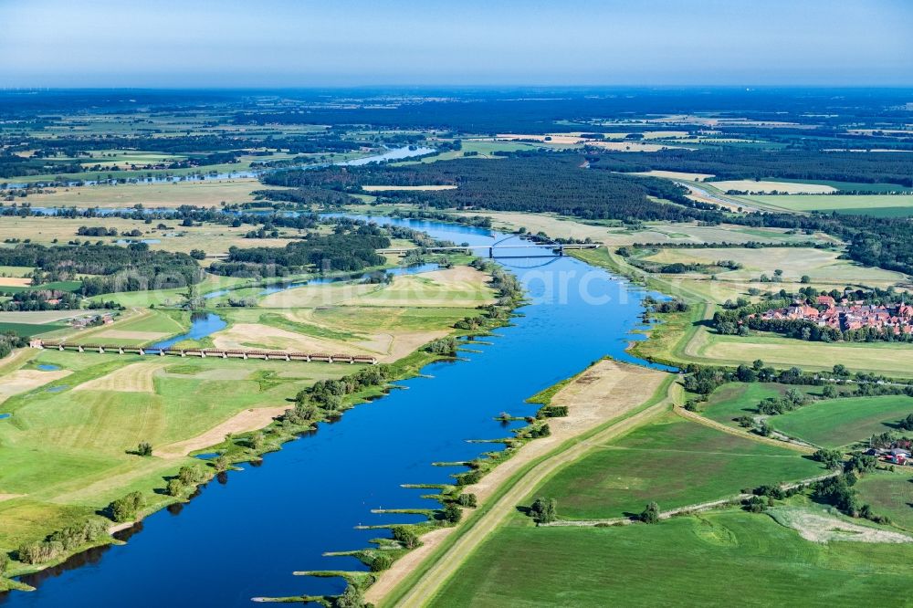 Aerial image Dömitz - The bridge over the river Elbe in the country town of Doemitz in the state of Mecklenburg-Vorpommern