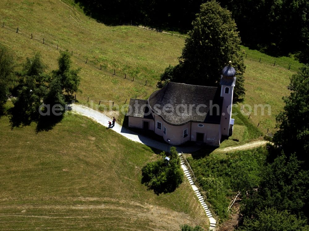 Aerial photograph Surberg - The Church of St. Vitus, and Anna is a late Gothic church. The building dates from the 15th century. The construction of the onion tower was on the 1726. In the summer months in addition to religious services held Kircherl and musical events