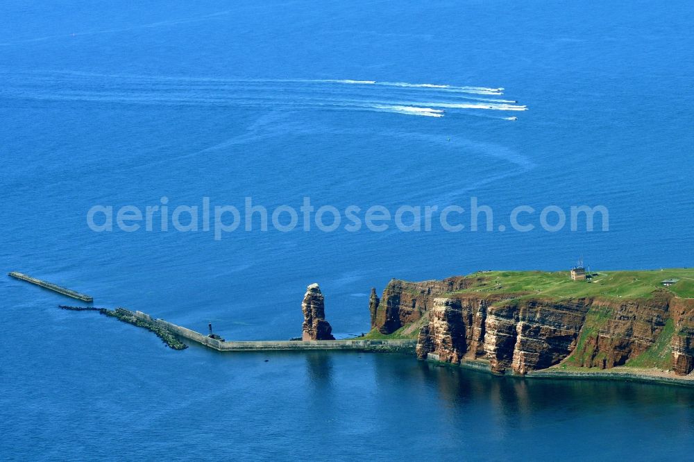 Helgoland from the bird's eye view: The detached rock needle / surf pillars Tall Anna on Helgoland in the North Sea in Schleswig-Holstein