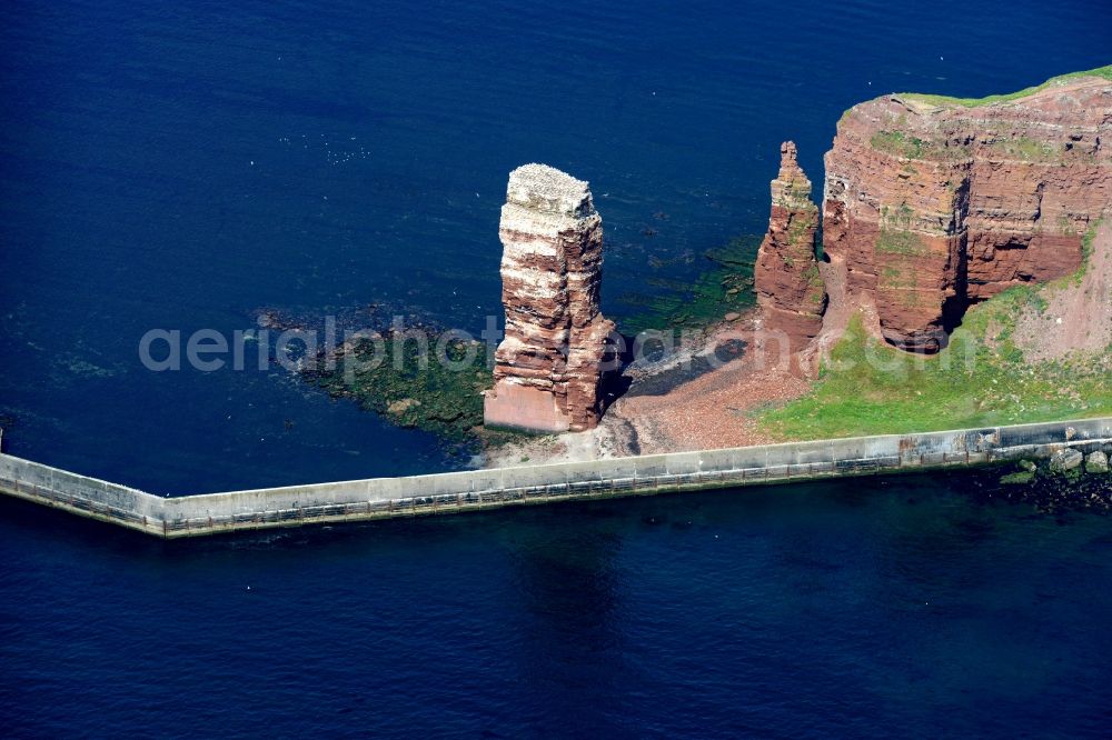 Aerial photograph Helgoland - The detached rock needle / surf pillars Tall Anna on Helgoland in Schleswig-Holstein