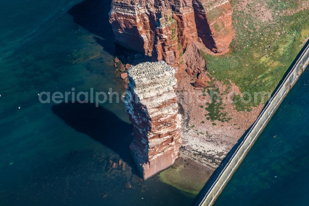 Aerial image Helgoland - The detached rock needle / surf pillars Tall Anna on Helgoland in Schleswig-Holstein