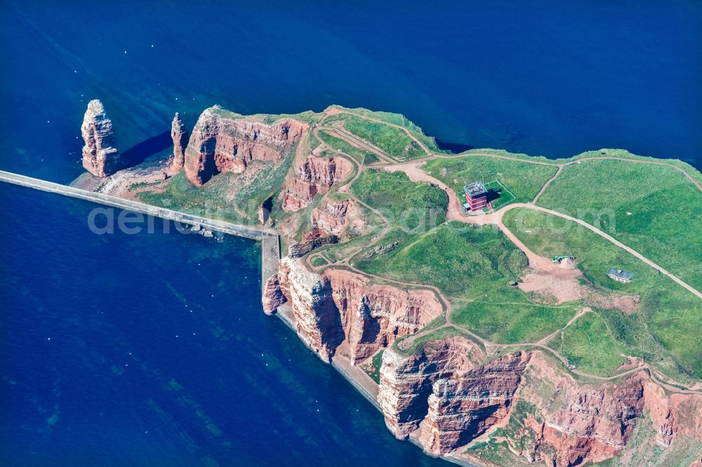 Aerial photograph Helgoland - The detached rock needle / surf pillars Tall Anna on Helgoland in Schleswig-Holstein