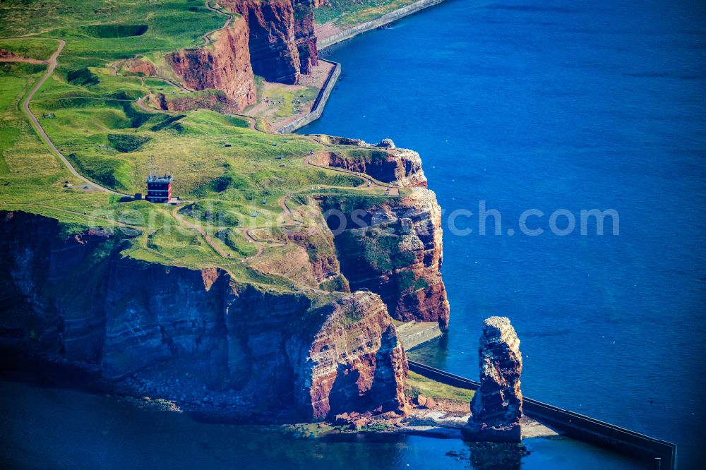 Helgoland from above - The detached rock needle / surf pillars Tall Anna on Helgoland in Schleswig-Holstein