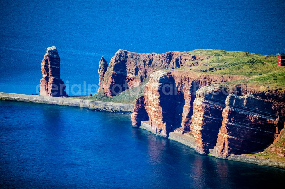 Aerial image Helgoland - The detached rock needle / surf pillars Tall Anna on Helgoland in Schleswig-Holstein