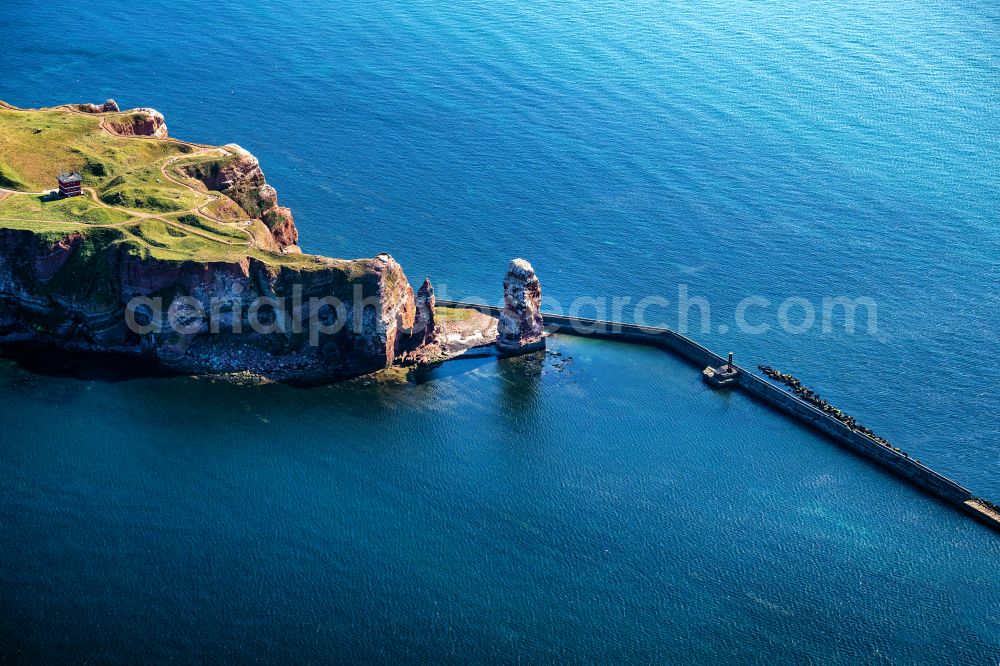 Helgoland from the bird's eye view: The detached rock needle / surf pillars Tall Anna on Helgoland in Schleswig-Holstein