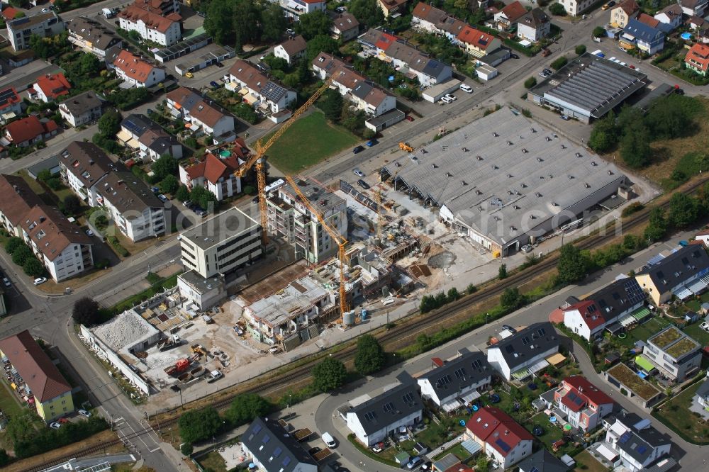 Schopfheim from above - A new residential area is buildt on the grounds of the former company Gardner Denver in the district Fahrnau in Schopfheim in the state Baden-Wurttemberg, Germany