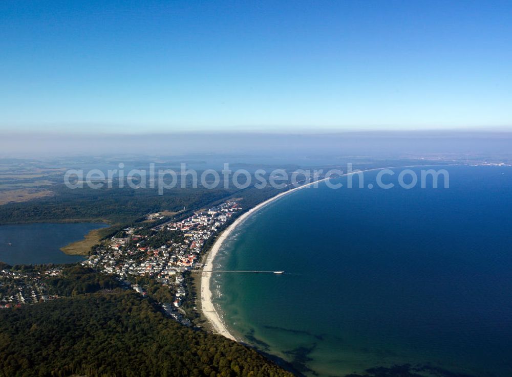 Binz from the bird's eye view: Views of the community Binz on the east coast of the island of Rügen in Mecklenburg-Western Pomerania. The town is located in the district of Pomerania Ruegen