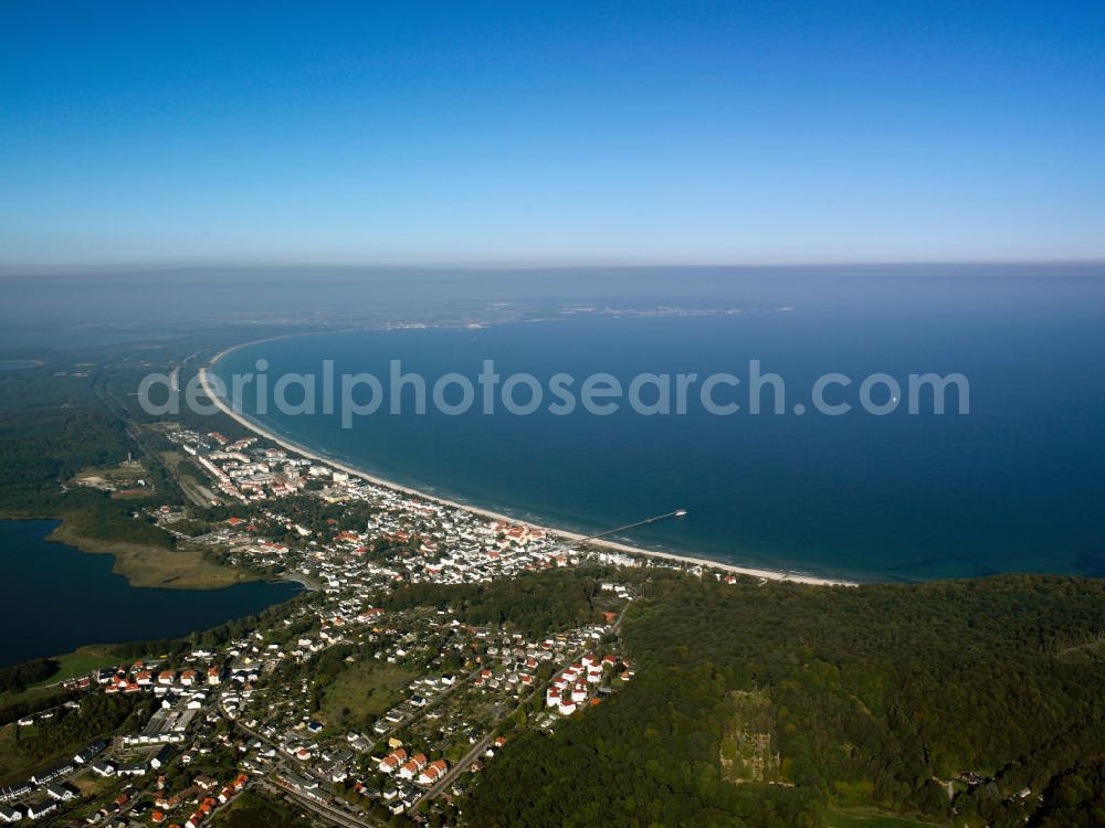 Aerial image Binz - Views of the community Binz on the east coast of the island of Rügen in Mecklenburg-Western Pomerania. The town is located in the district of Pomerania Ruegen