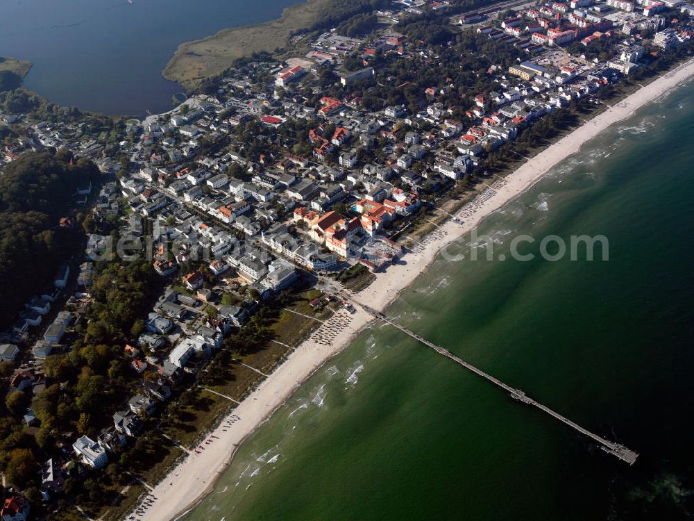 Aerial image Binz - Views of the community Binz on the east coast of the island of Rügen in Mecklenburg-Western Pomerania. The town is located in the district of Pomerania Ruegen