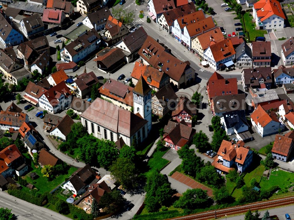 Aerial photograph Rudersberg - The Gothic St. John's Church in the town center Rudersberg in Baden-Wuerttemberg