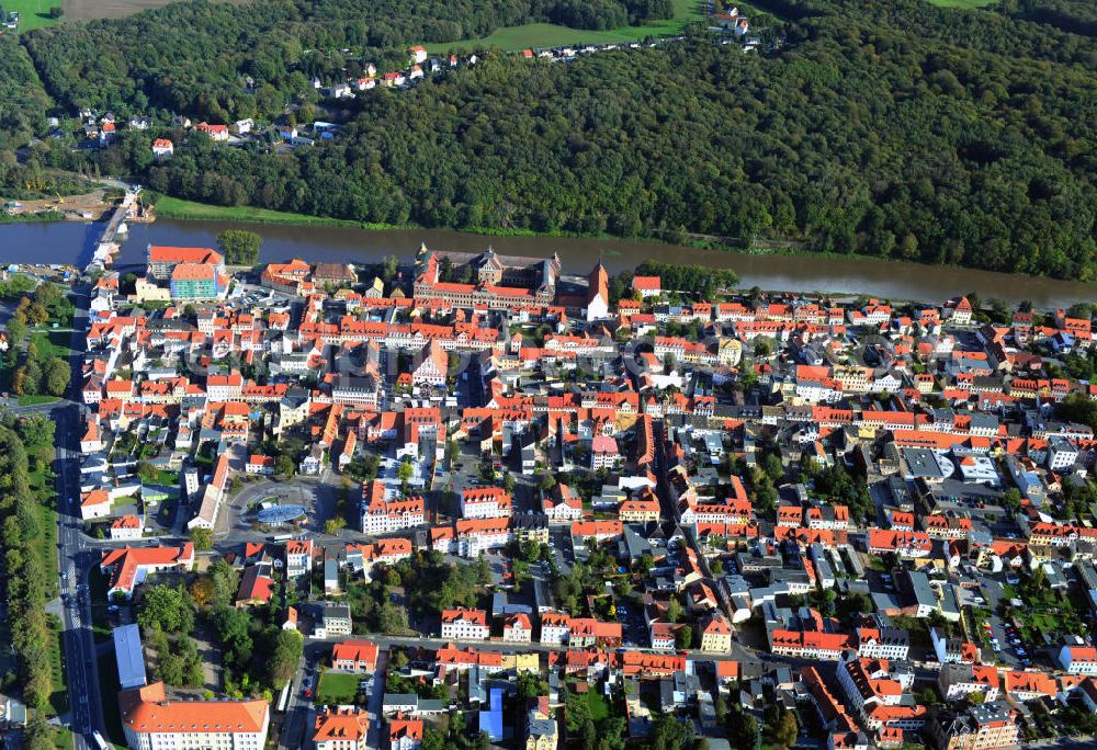 Grimma from above - View of Grimma, a large district town on the river Mulde in Saxony