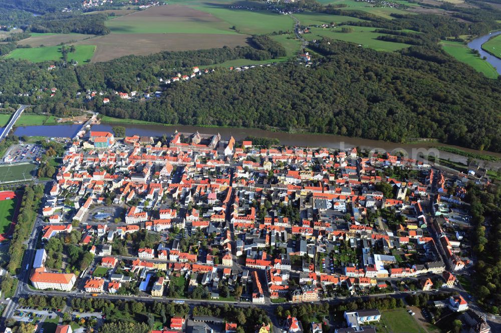 Grimma from the bird's eye view: View of Grimma, a large district town on the river Mulde in Saxony