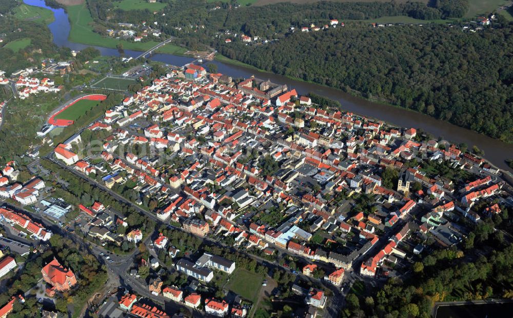 Aerial image Grimma - View of Grimma, a large district town on the river Mulde in Saxony