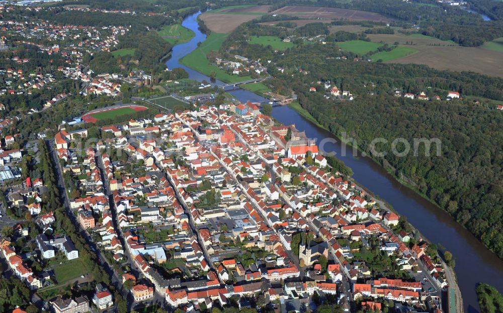 Aerial photograph Grimma - View of Grimma, a large district town on the river Mulde in Saxony