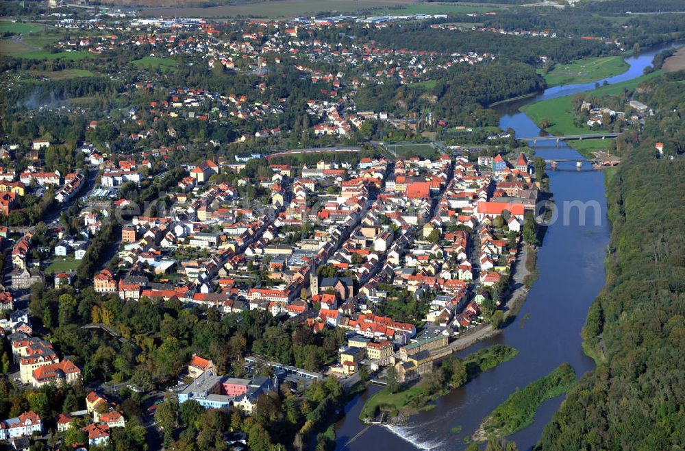 Aerial image Grimma - View of Grimma, a large district town on the river Mulde in Saxony