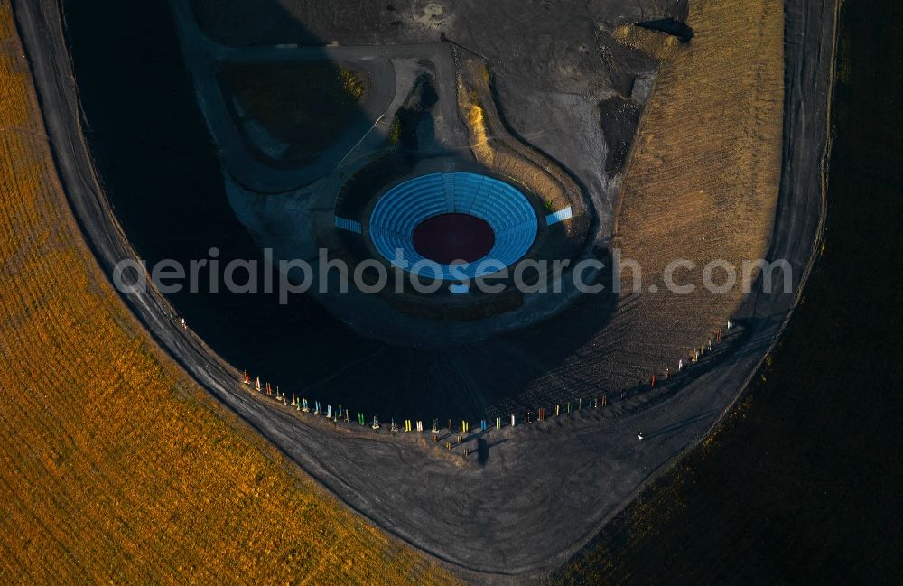 Bottrop from the bird's eye view: View of the heap and mine dump Haniel in Bottrop. The piling up in circles on the North side is still in work