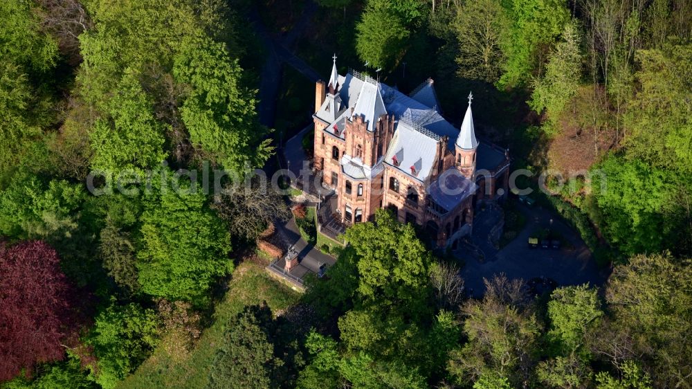 Königswinter from the bird's eye view: The Hirschburg in Koenigswinter in the state North Rhine-Westphalia, Germany serves as a conference venue for the telecommunications company Vodafone