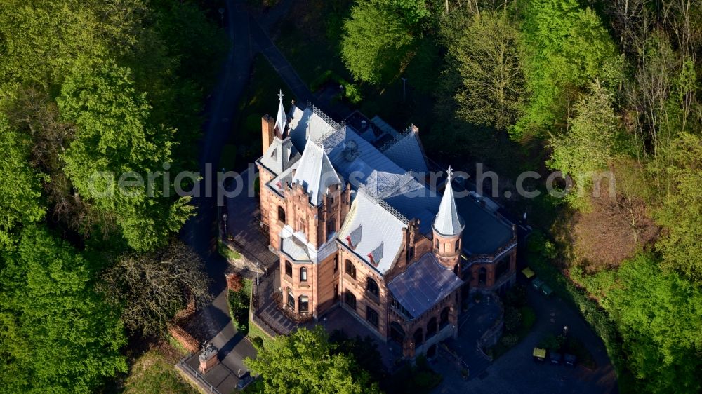 Aerial image Königswinter - The Hirschburg in Koenigswinter in the state North Rhine-Westphalia, Germany serves as a conference venue for the telecommunications company Vodafone