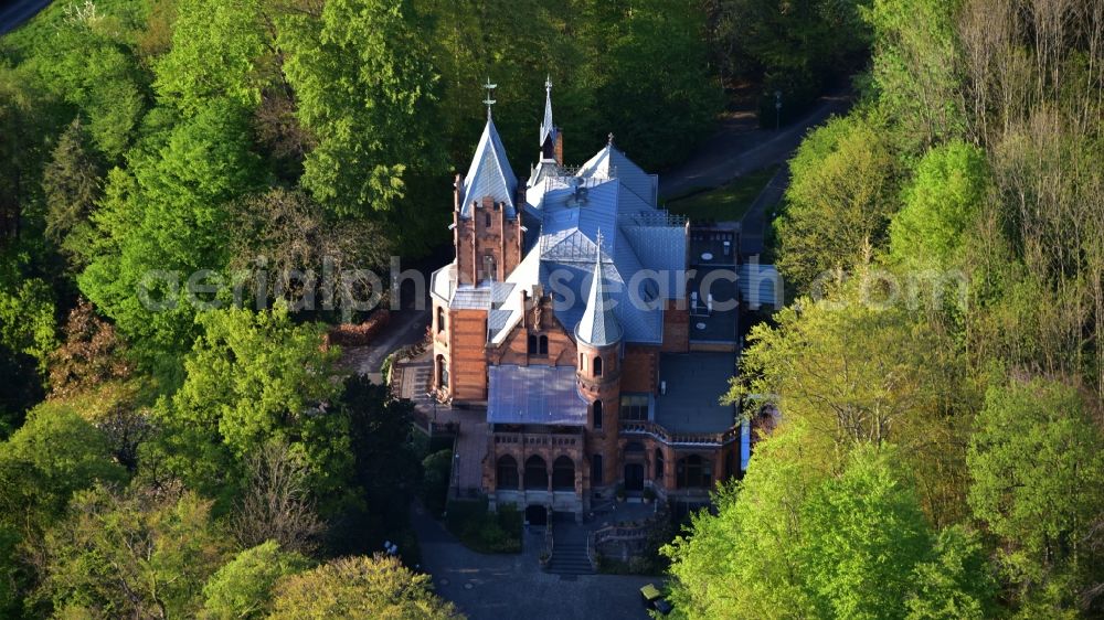 Königswinter from the bird's eye view: The Hirschburg in Koenigswinter in the state North Rhine-Westphalia, Germany serves as a conference venue for the telecommunications company Vodafone