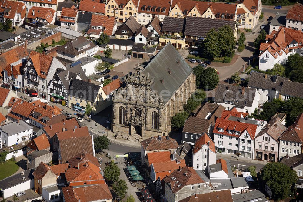 Aerial photograph BÜCKEBURG - View at the inner city and the city church in Bückeburg, which was built up between 1611 and 1615 by Giovanni Maria Nosseni as the first major church building in the early Protestantism