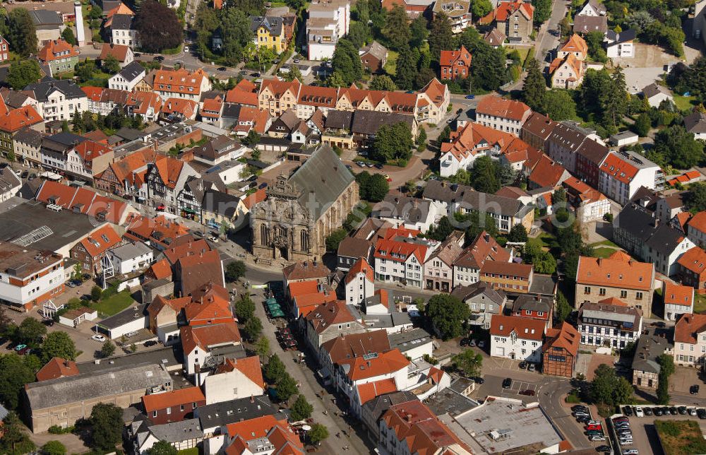 BÜCKEBURG from above - View at the inner city and the city church in Bückeburg, which was built up between 1611 and 1615 by Giovanni Maria Nosseni as the first major church building in the early Protestantism