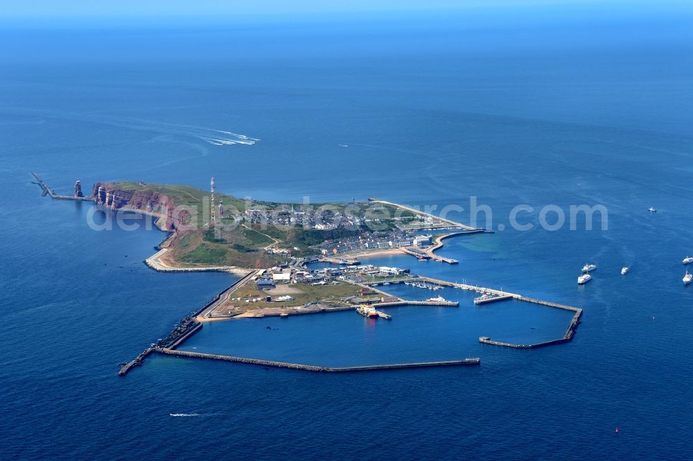 Aerial photograph Helgoland - The island of Helgoland in the North Sea to the port area on Helgoland in Schleswig-Holstein