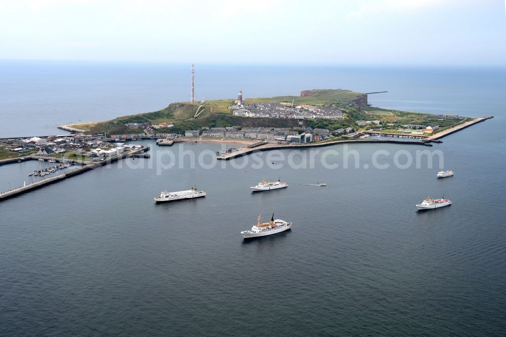 Aerial photograph Helgoland - The island of Helgoland in the North Sea to the port area on Helgoland in Schleswig-Holstein