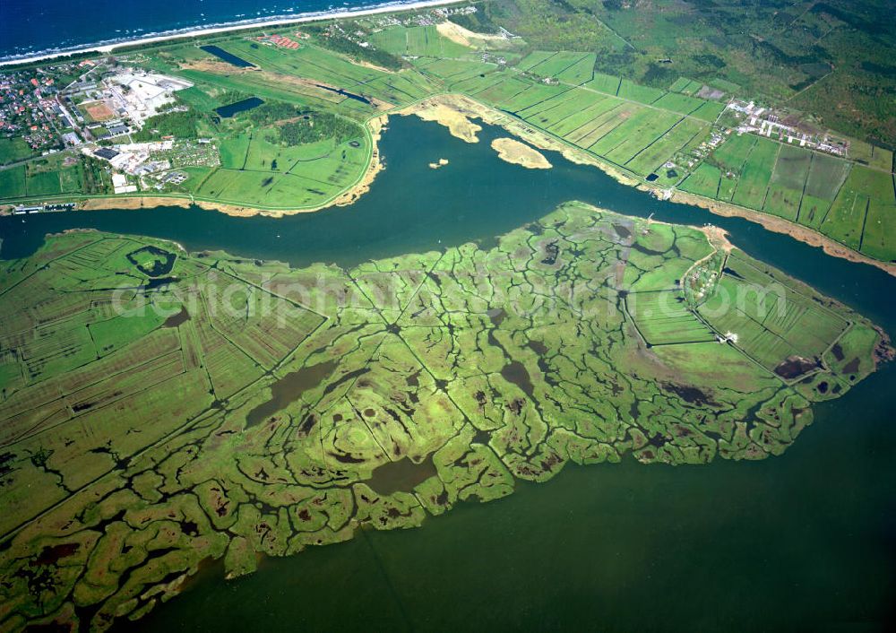 Aerial image Zingst - View of the Kirr island in the South of Zingst at the german Baltic Sea. It is part of the National Park Vorpommersche Boddenlandschaft