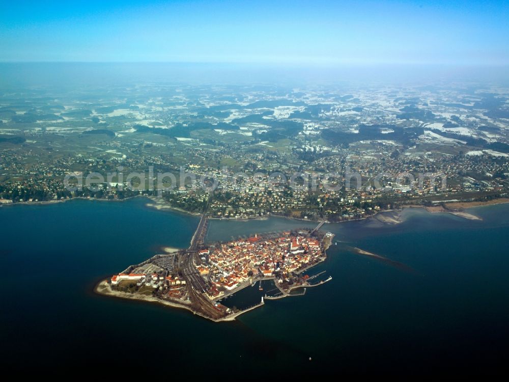 Lindau from the bird's eye view: Lindau island os located at the Boden Lake at the border of Germany, Austria and Switzerland