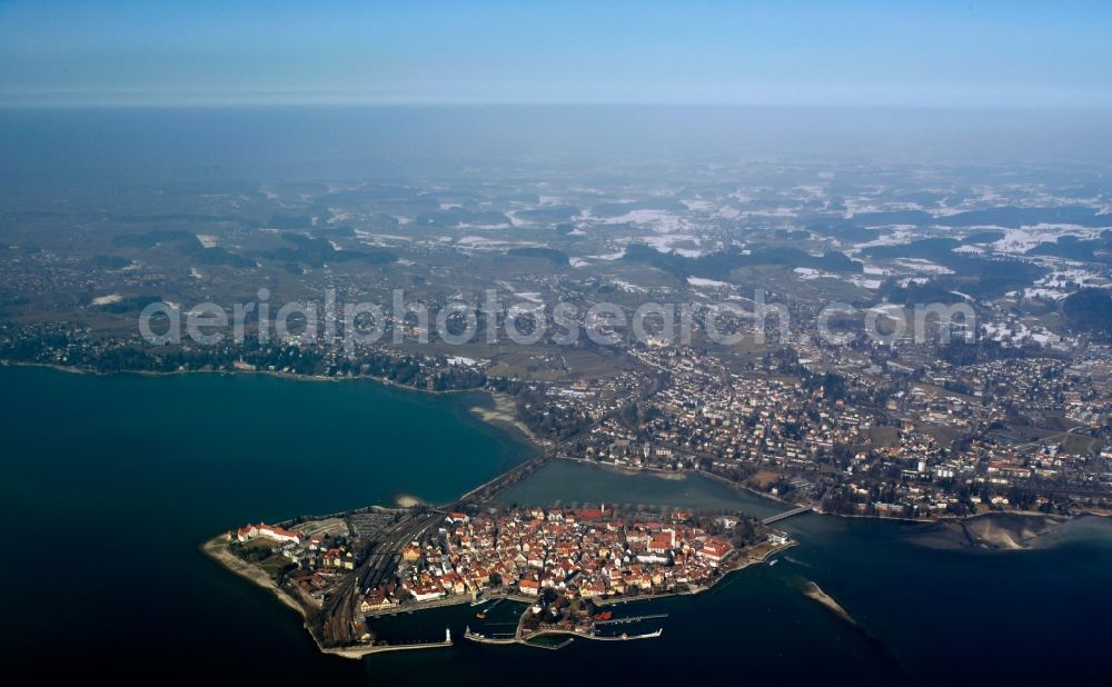 Aerial image Lindau - Lindau island os located at the Boden Lake at the border of Germany, Austria and Switzerland