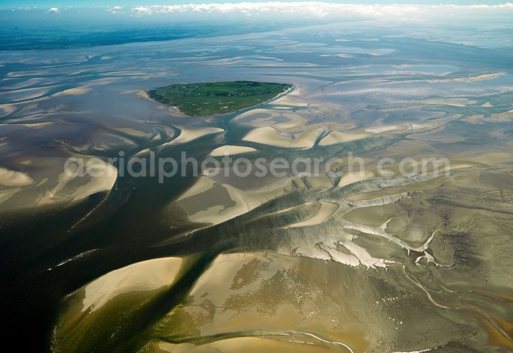 Aerial image Cuxhaven - Neuwerk is an inhabited island in the southeastern part of the German North Sea, in the southwestern part of the Elbe estuary. The island, surrounded by the Hamburg Wadden Sea National Park. Politically, the island is part of the Free Hanseatic City of Hamburg