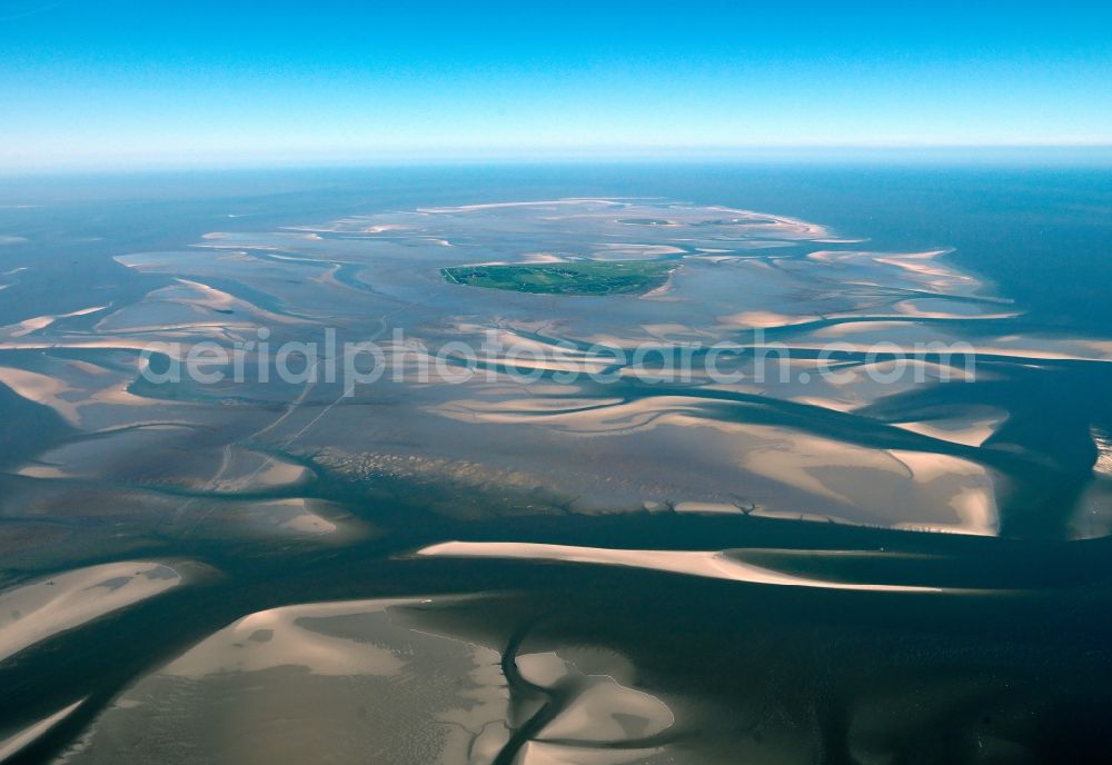 Cuxhaven from above - Neuwerk is an inhabited island in the southeastern part of the German North Sea, in the southwestern part of the Elbe estuary. The island, surrounded by the Hamburg Wadden Sea National Park. Politically, the island is part of the Free Hanseatic City of Hamburg