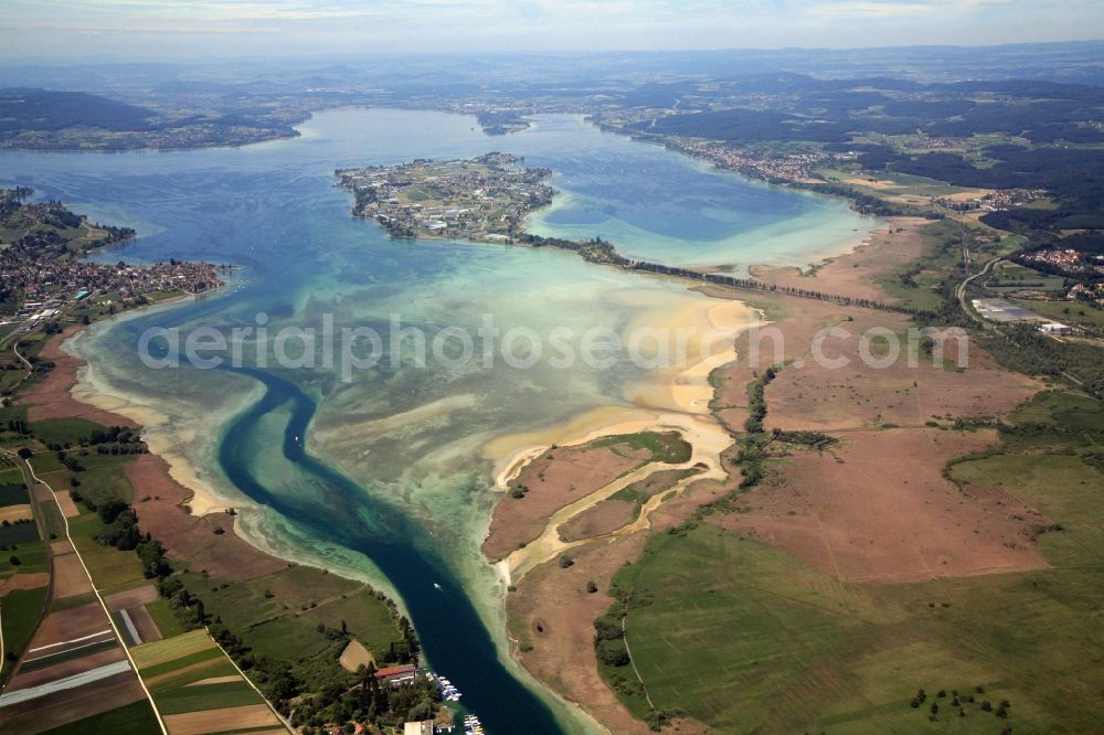 Aerial image Reichenau - The island Reichenau in Baden-Wuerttemberg in the the western part of Lake Constance. Since 2000 on the UNESCO World Heritage List