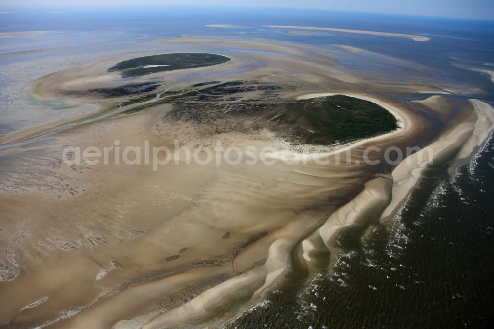 Aerial photograph Scharhörn - Scharhörn is a German island, which belongs to the Free and Hanseatic City of Hamburg. It lies at the mouth of the Elbe, about 15 km north-west walk far from Cuxhaven and 6 km north-west of the island Neuwerk, Hamburg Wadden Sea National Park. Apart from a bird warden of the island is uninhabited