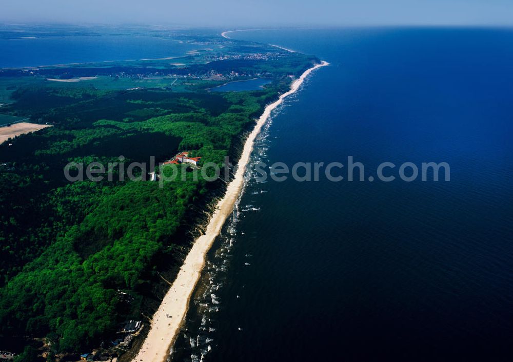 Aerial photograph Usedom - Usedom is a Baltic Sea island on the border between Germany and Poland. It is situated north of the Szczecin Lagoon estuary of the River Oder in Pomerania. Most of the island belongs to the German district of Vorpommern-Greifswald in the Federal State of Mecklenburg-Vorpommern