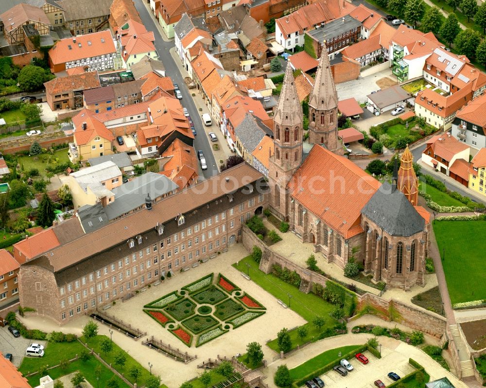 Aerial image Heilbad Heiligenstadt - St. Mary's is a Catholic parish church in the center of Heiligenstadt in Thuringia Eichsfeld. Unlike the parish church of St Giles historic New Town it is also called Old Church