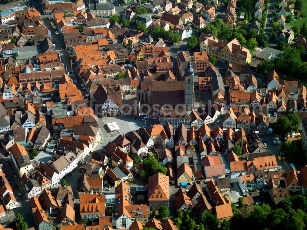 Aerial photograph Forchheim - The church of St. Martin is a former collegiate in Forchheim in Bavaria. The St. Martin was founded in 1354 by dedicated pin of Bebenburg Leopold, Bishop of Bamberg, was dissolved in 1803 in the secularisation. The church became a parish church