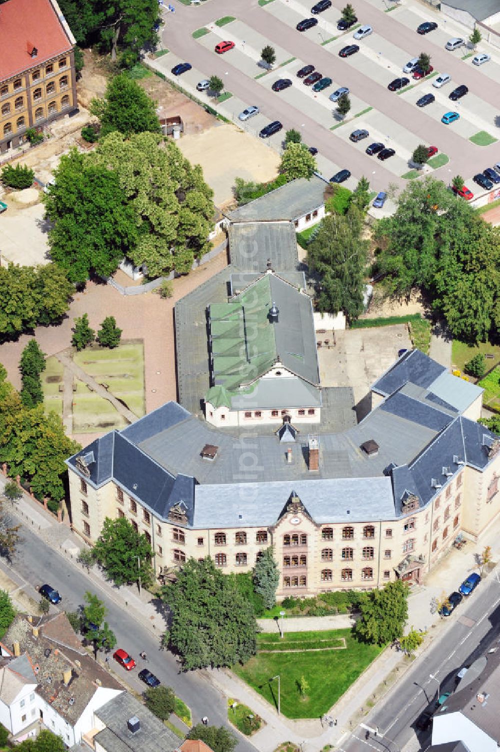 Aerial image Wittenberg - View of the community college in the Geschwister Scholl street at the corner of Falk street in Wittenberg