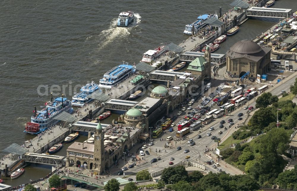 Aerial image Hamburg - View of the Hamburger Landungsbrücken and the access building