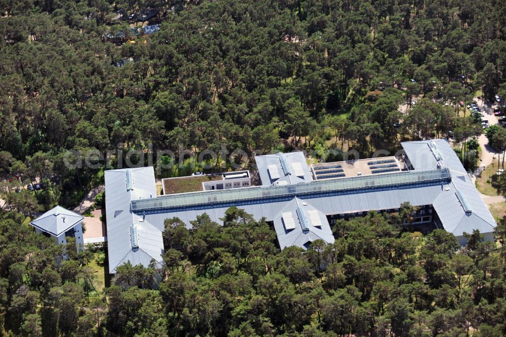 Trassenheide from the bird's eye view: View at the MediClin Dünenwald hospital at the North side of Usedom island in the Baltic Sea. The infirmary is specialized in internal medicine and cardiology, pneumology and orthopedics