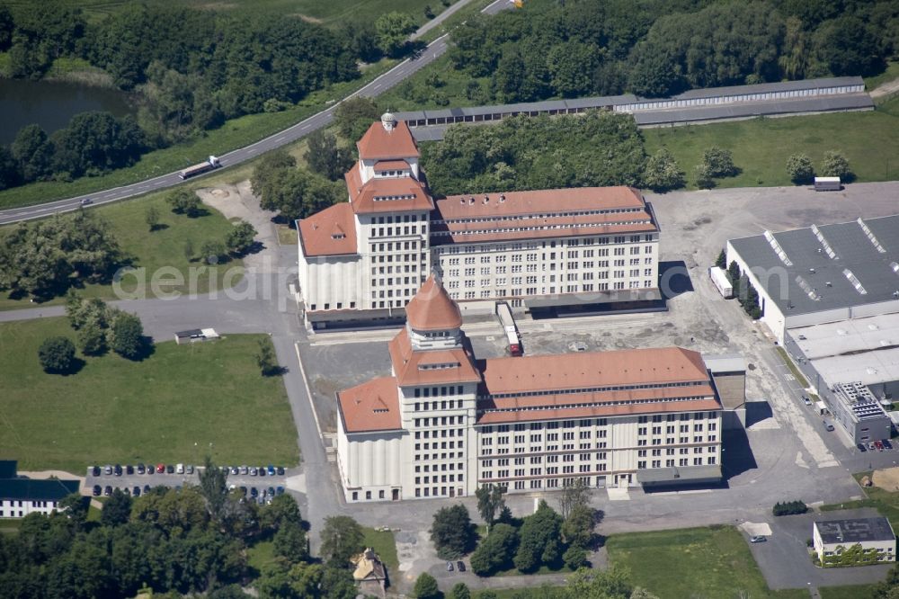 Wurzen from the bird's eye view: The mill works on the mill race is an industrial monument, built between 1917 until 1925. The building is located in Wurzen in Saxony. The towers of the mill works are the landmarks of the city. Now home to the Cereals Wurzener AG