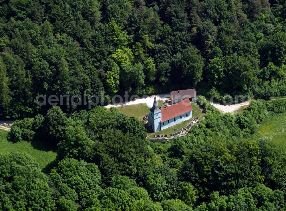 Aerial image Leutenbach - The St. Moritz chapel was first mentioned in 1468. Already around the year 1606 the chapel got more and more important. The chapel is also used in modern times mainly in the summer months